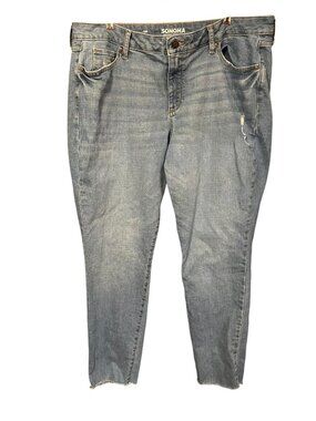 Sonoma Skinny Light Wash Distressed Jeans Ragged Hem Sz 18 R